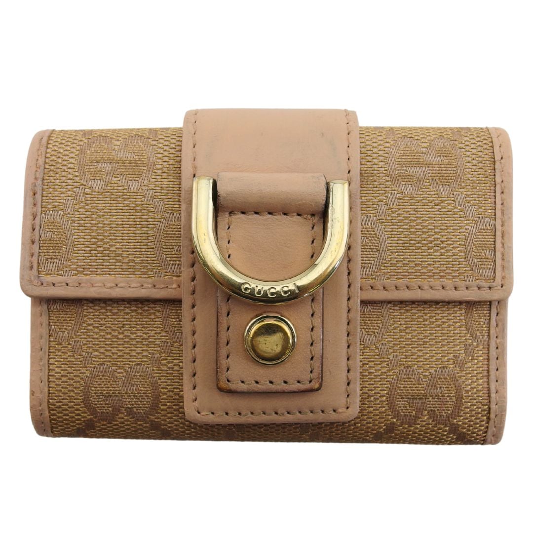 キーケース GGキャンバス アビー ピンク ベージュ レディース 中古