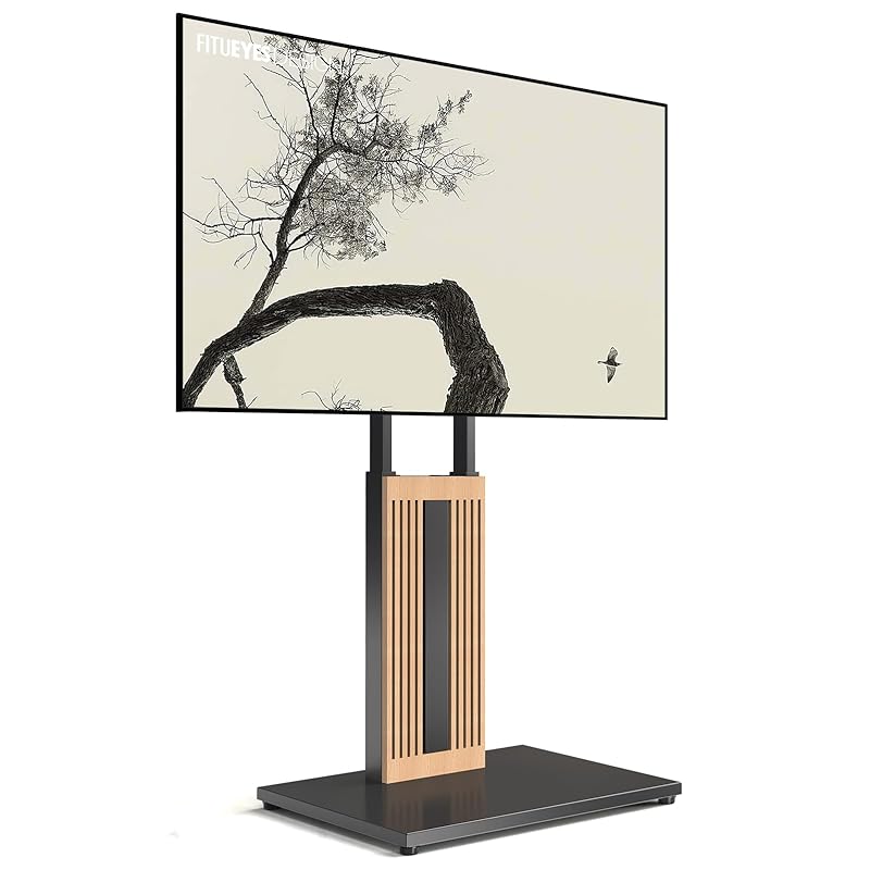 FITUEYES DESIGN 木製デザイン 強化ベース ロータイプ テレビスタンド 3265インチ対応 壁掛け用品 首振り 壁寄せ TVスタンド 高さ調節可能 耐荷重50kg ZENシリーズV2