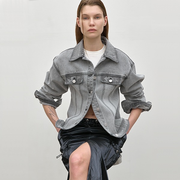 (JK-2933)TIV SHOULDER DENIM JACKET