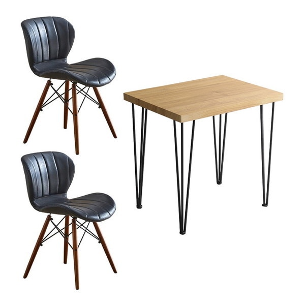 ホームテイスト SH-22-VLD3 レザー調ダイニングチェア2脚 75cm幅テーブル 3点セット SH/ネイビー メーカー直送