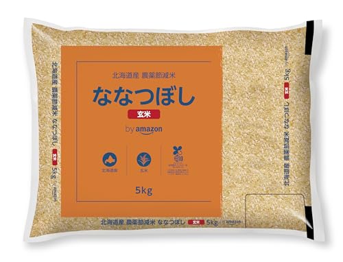 Happy Belly (ハッピーベリー) by Amazon 玄米 北海道産 ななつぼし 農薬節減米 5kg (Happy Belly)
