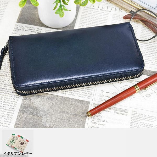 長財布 財布 ファッション小物 メンズファッション イタリアンレザー ラウンドファスナー 品質の高い