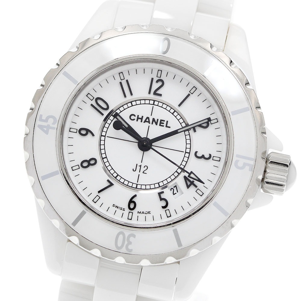 シャネル CHANEL H0968 J12 33ｍｍ 白セラミック デイト クォーツ レディース _963046【中古】