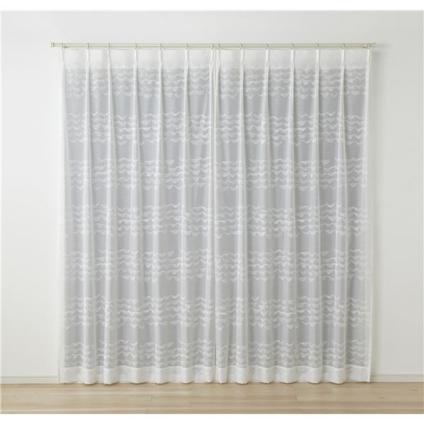 レース カーテン 約幅100×丈198cm ナミナミボイル ホワイト 1枚入 日本製 デザインライフ レースカーテン リビング 寝室