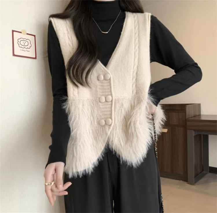 ニットベスト 羽織 Vネック タンクベスト シンプル カジュアル かわいい 大きいサイズあり大きいサイズ レディース 平干し ニット ニットセーター vネック カーディガン knit sweater