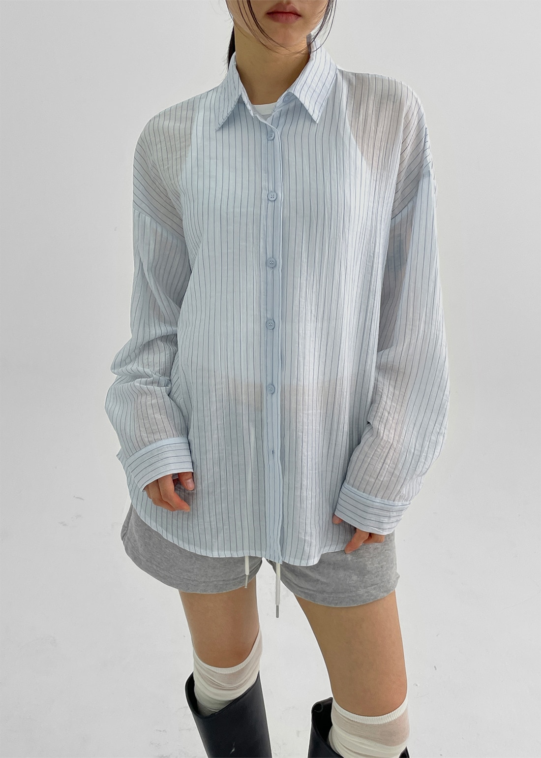ムエロストライプクールサマーシャツ