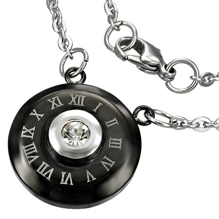 ブラックデイトナネックレス 黒色 首飾り アクセサリー チェーン ローマ数字 ナンバー サージカルステンレス316L プレゼント 男性 女性 メンズ レディース 兼用 綺麗 stc00ssn003xx