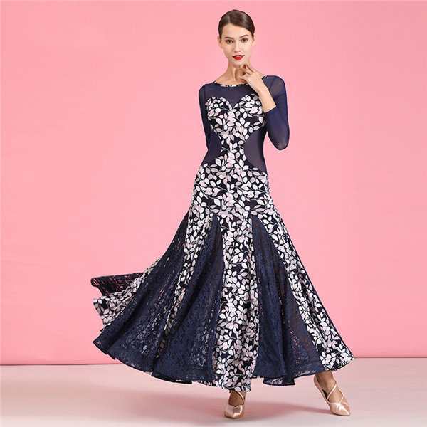 【2025新作入荷】花柄 社交ダンス衣装 ワンピース ダンス練習着 競技会 ワルツ ダンス服 競技用 インターナショナルダンス ステージ衣装 ワンピース パー