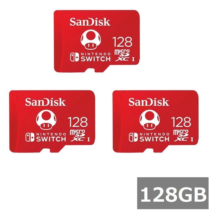 【3セット】 サンディスク マイクロSD MicroSDXC SDSQXAO-128G-GN3ZN Nintendo Switch 128GB Sandisk マイクロSDXCカード micr
