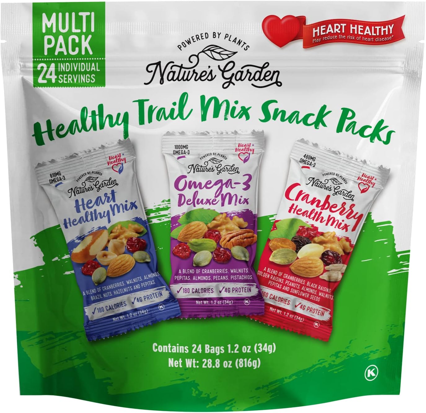 Natures Garden Healthy Trail Mix Snack Packs 28oz Bag (24 Individual Servings)