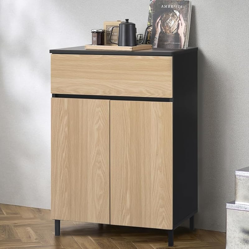 【即納】アイリスオーヤマ(IRIS OHYAMA)【幅60】 アイリスオーヤマ キッチンキャビネット キッチン収納 台所 レンジ台 レンジラック KCBL-590H ロータイプ ナチュラル/ブラック