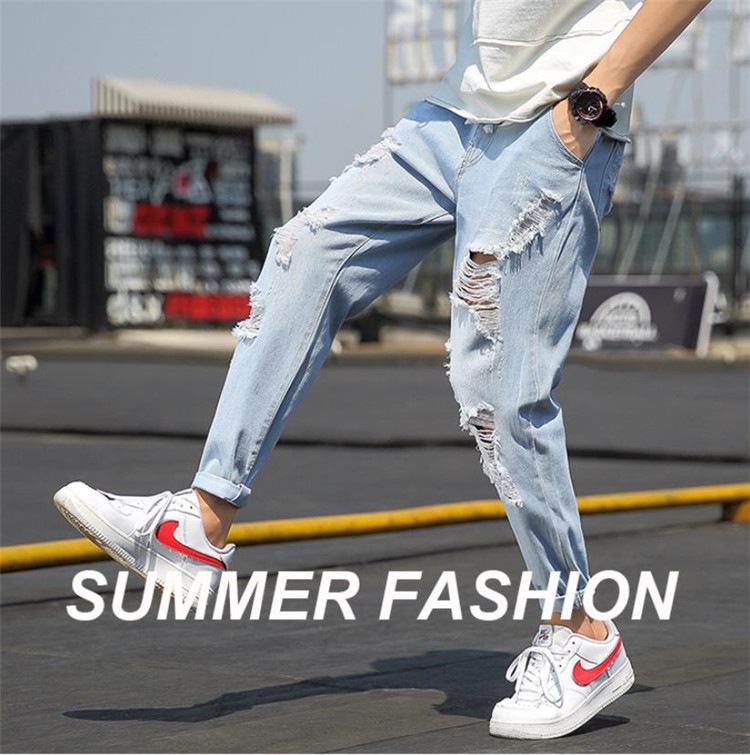 shop 人気商品 新作 デニム 最大55 オフ ショート メンズ 韓国風 カジュアル 加工 爆発モデル ファッション トレンド 破れ デニムパンツ
