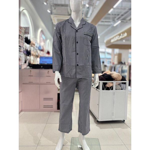 [驪州店]ソルブ綿50番手先染めチェックシンプル男性用季節の変わり目パジャマ寝巻き[SPA2431M]NB