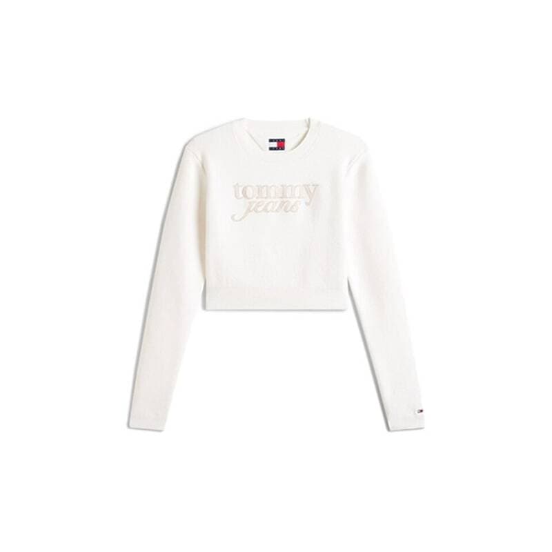 TOMMY JEANS クロップド シェニール スクリプト セーター (T32G0KTO10TWT1YBH) T32G0KTO10TWT1YBH 214680