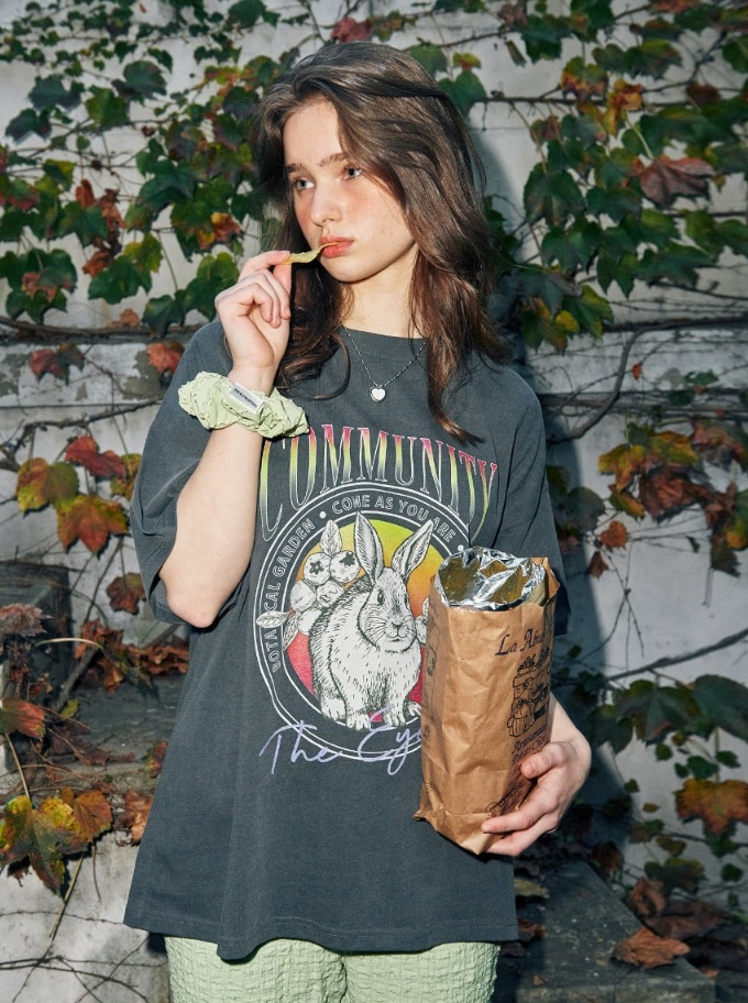大人気 VINTAGE RABBIT PRINT T-SHIRT_CHARCOAL