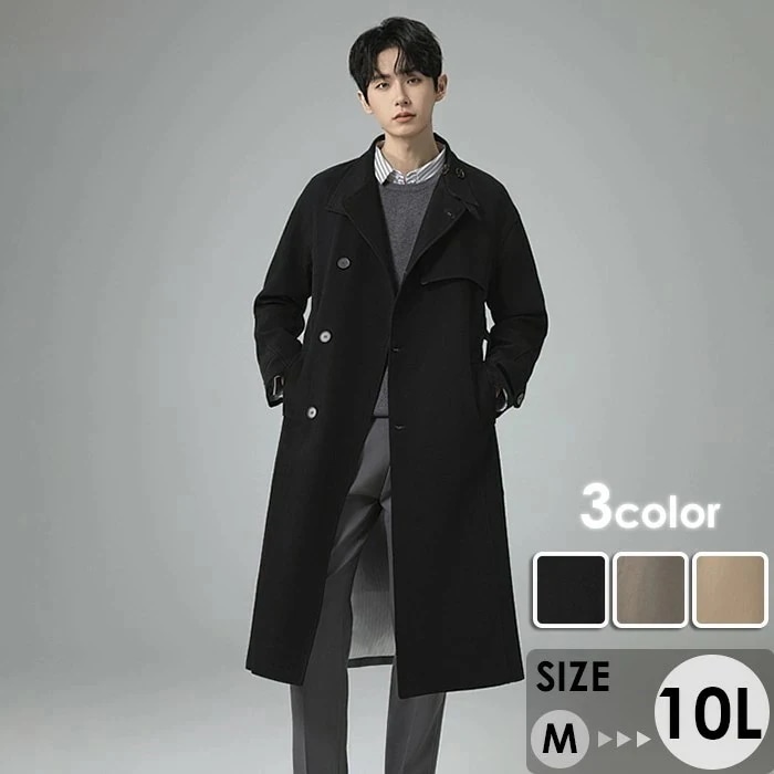 コート メンズ ハイネック 3カラー ビジネス かっこいい 大きいサイズ アウター メンズファッション 防寒 体型カバー おしゃれ 春 秋冬 ブラック キャメル グレー 20代 30代 40代....
