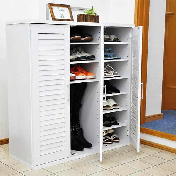 靴箱 大容量 シューズボックス コンパクト ルーバー扉 通気性 蒸れない 湿気防止