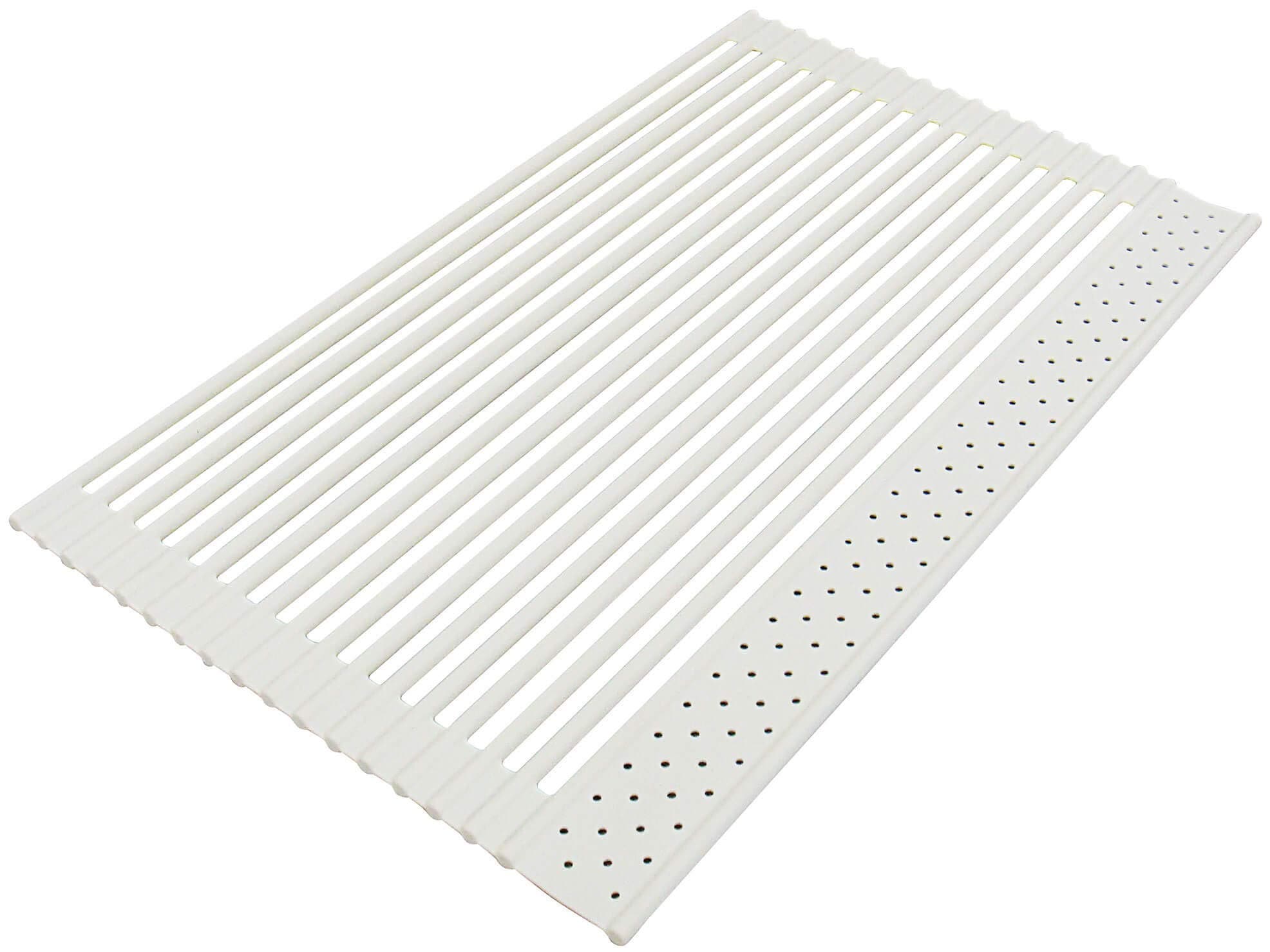 くるくるシリコン水切り ホワイト Ｌサイズ（58×35ｃｍ）/使うときだけ広げる