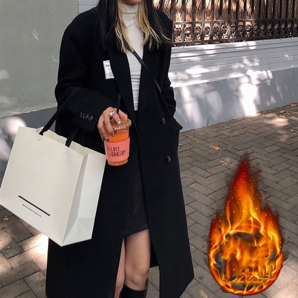 ブラック 厚手 アウター レディース服 ミドル丈 秋冬 新型 高級感 韓版 人気商品 チェスターコート