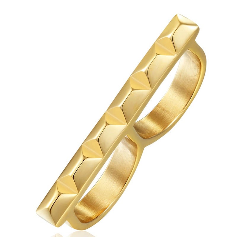 ゴールデンバージョイントナックルステンレスリング（RWI088）メンズ 男性 指輪 金色 ゴールド