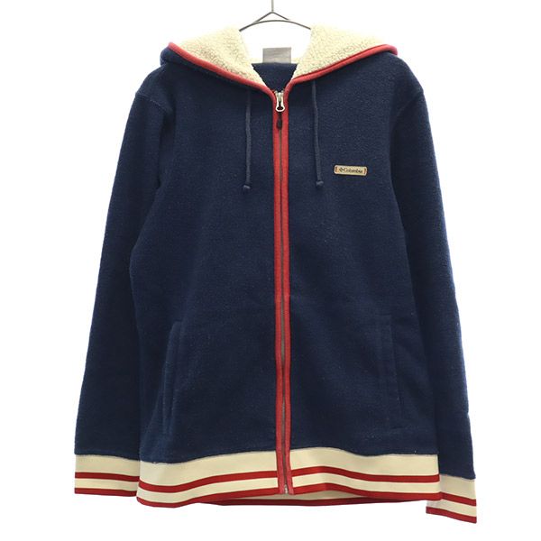 アウトドア 長袖 フリース ジップパーカー L ネイビー系 裏ボア レディース