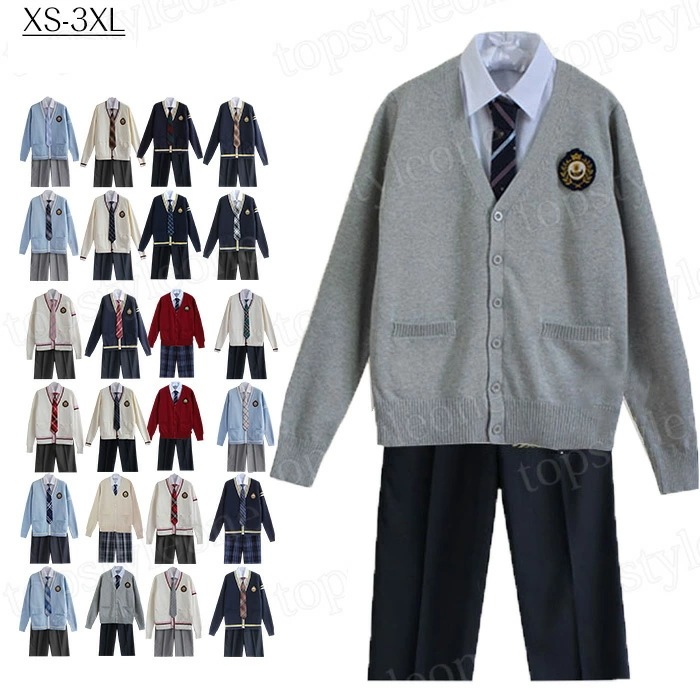 男の子 スーツ 高校生制服 カーディガン　男子高生 卒業式 入学式 スーツ 学生服 制服セット 男子高校生 DK制服 制服 5点セット 長袖 上下セット スクールカーディガン 男子高生制服 発表会 コ