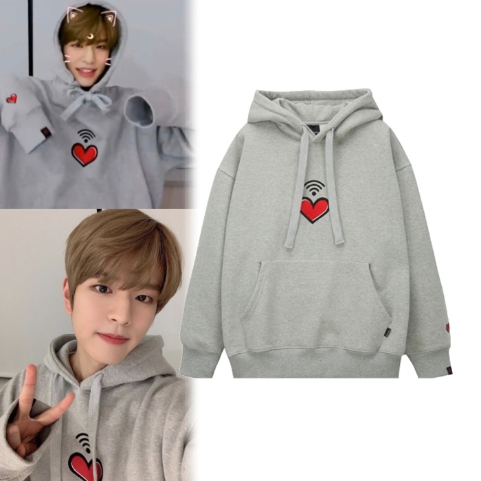 【Stray Kids着用】WANGGWAN Heart Wi-Fi Overfit Hood Gray
