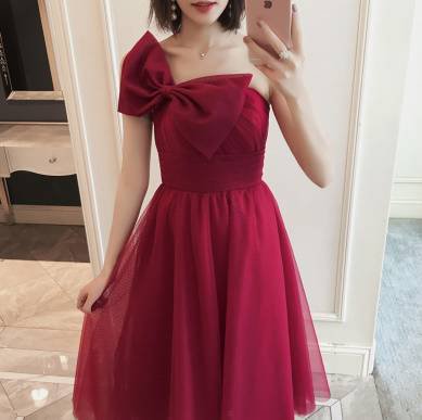 二次会 結婚式 チュールドレス 演奏会 お呼ばれ オルチャン レッド プチプラパーティードレス 可愛い 発表会 大きいサイズワンピース リボンショルダー フォーマル 謝恩会 キャバ嬢ドレス 8,526円