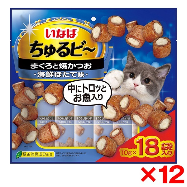 12個セット いなば ちゅるビ～ まぐろと焼かつおほたて味 10g×18袋