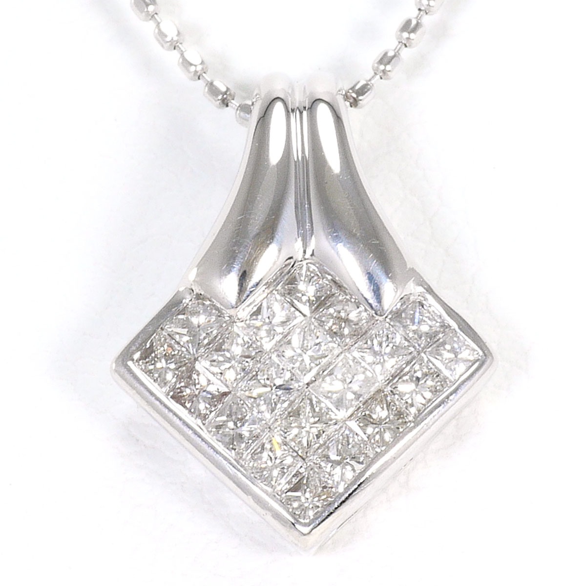 K18 18金 WG ホワイトゴールド ネックレス ダイヤモンド 0.60 ct 鑑別書 総重量約3.2g 約45cm 中古
