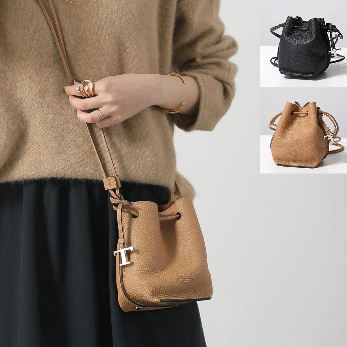 TODS トッズ ショルダーバッグ T TIMELESS Tタイムレス XBWBUZT0000WNT レディース レザー バケットバッグ マイクロ 鞄 カラー2色 XBWBUZT0000WNTB999