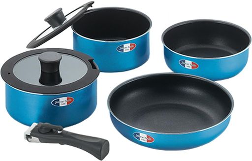 タマハシ フライパン 鍋 4点セット 着脱式 取っ手のとれる IH対応・ガス火対応 「ジャンヌ・エコール」 JE-123R