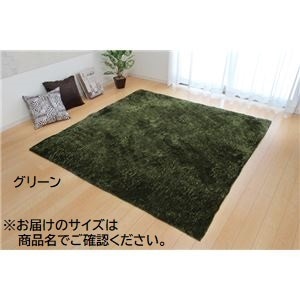 シャギー調 ラグマット/絨毯 (長方形 大 グリーン 約200×300cm) 洗える 防滑 軽量 ホットカーペット可 無地ラグ (リビング)