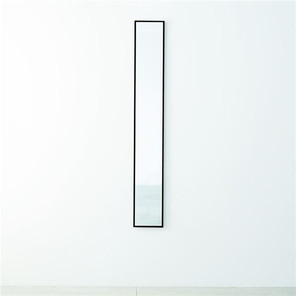 細枠ウォールミラー 幅22cm(ブラック/黒) 天然木 姿見鏡 スリム 高級感 木製 飛散防止加工 壁掛け 北欧風 玄関 トイレ 洗面 日本製 完成品 NK-5