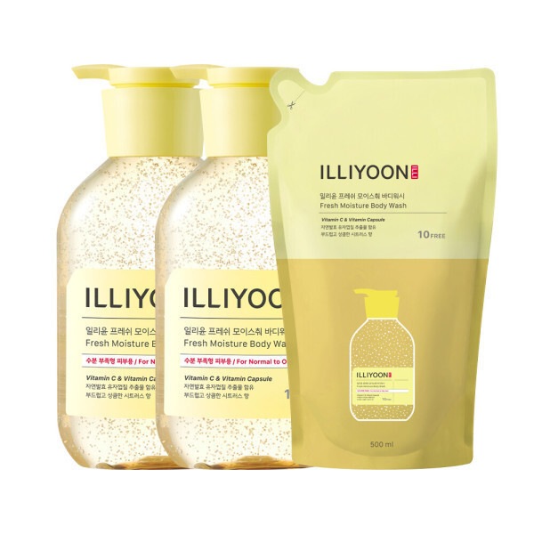 イリユン フレッシュモイスチャー ボディウォッシュ 500ml 2本 + 500ml リフィル + イリユン シャワーボール (贈呈品なくなり次第贈呈終了)