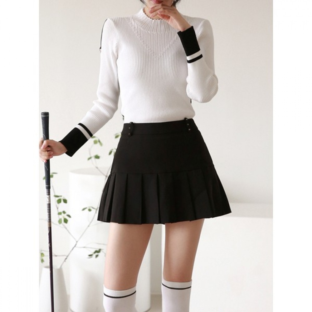 (ラックスゴルフ) ラックスゴルフレディースモックネックリブ編み長袖ゴルフニット OH3A606W