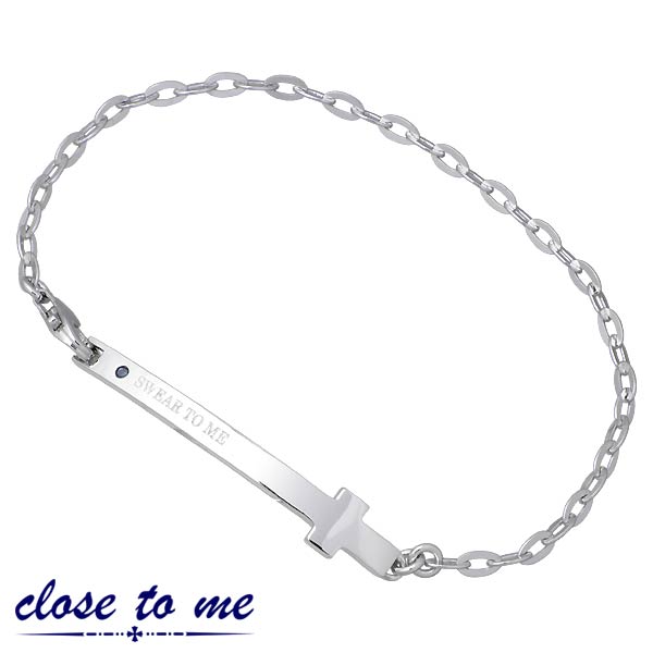 クロストゥーミー close to me クロス シルバー ブレスレット ブルーダイヤモンド 十字架