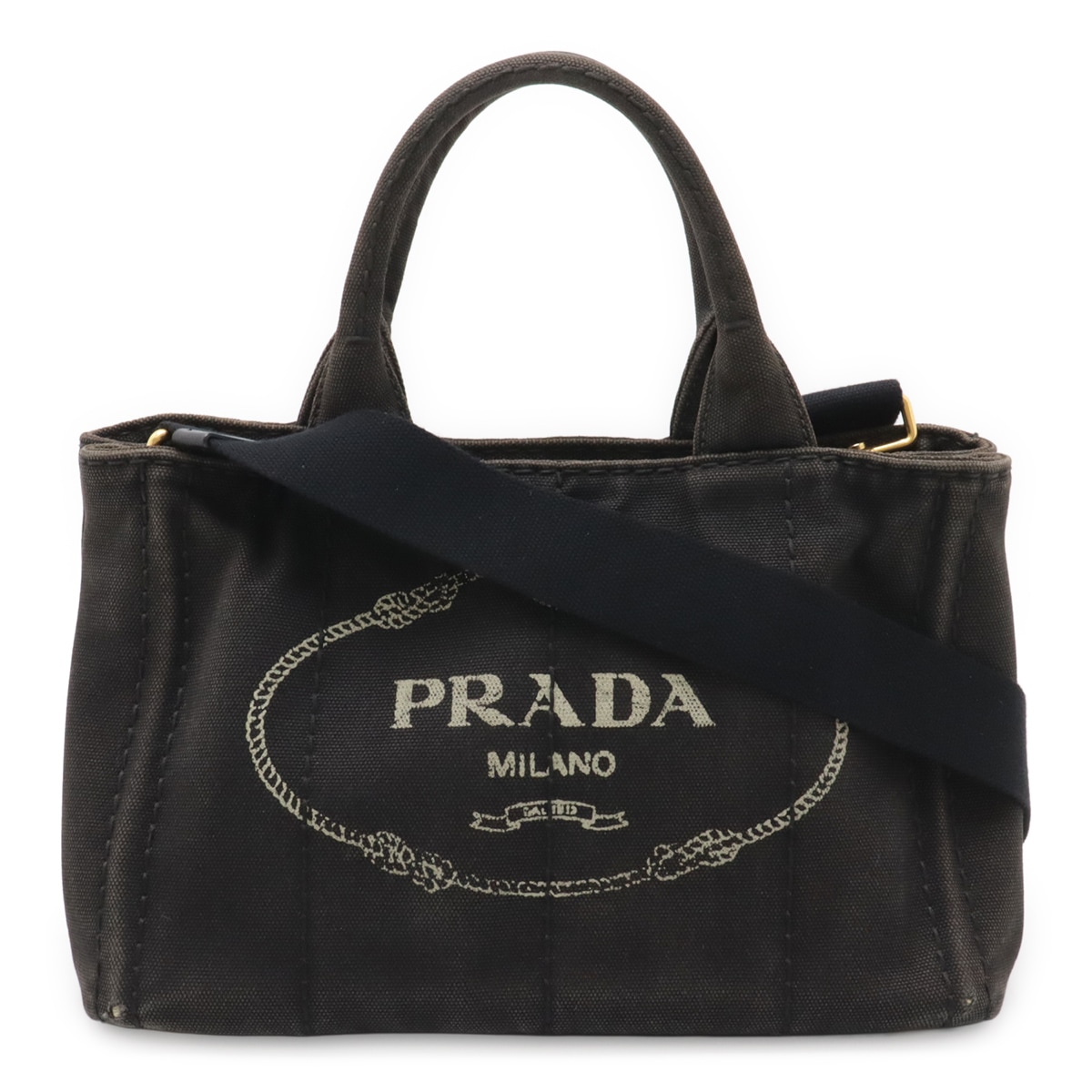 CANAPA カナパ ハンドバッグ 2WAY ショルダーバッグ 斜め掛け キャンバス NERO ブラック ゴールド金具 1BG43
