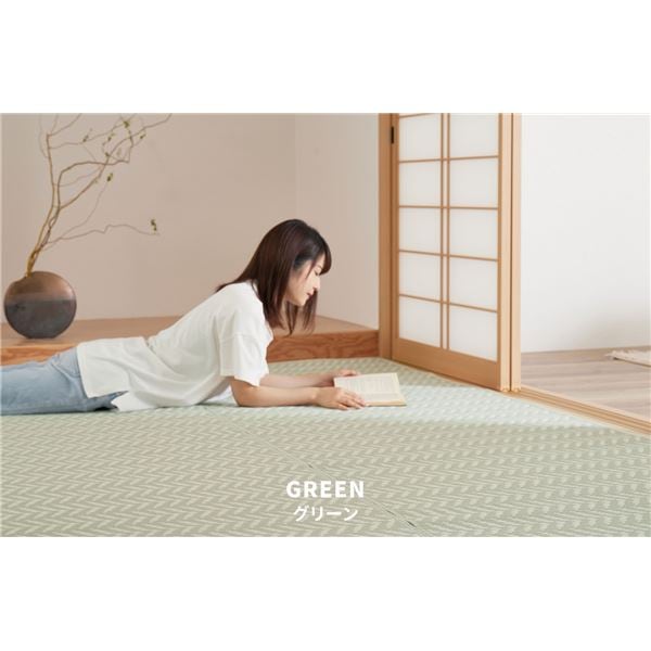 PP柄上敷 パスラッシュ グリーン 江戸間3帖（約174x261cm）