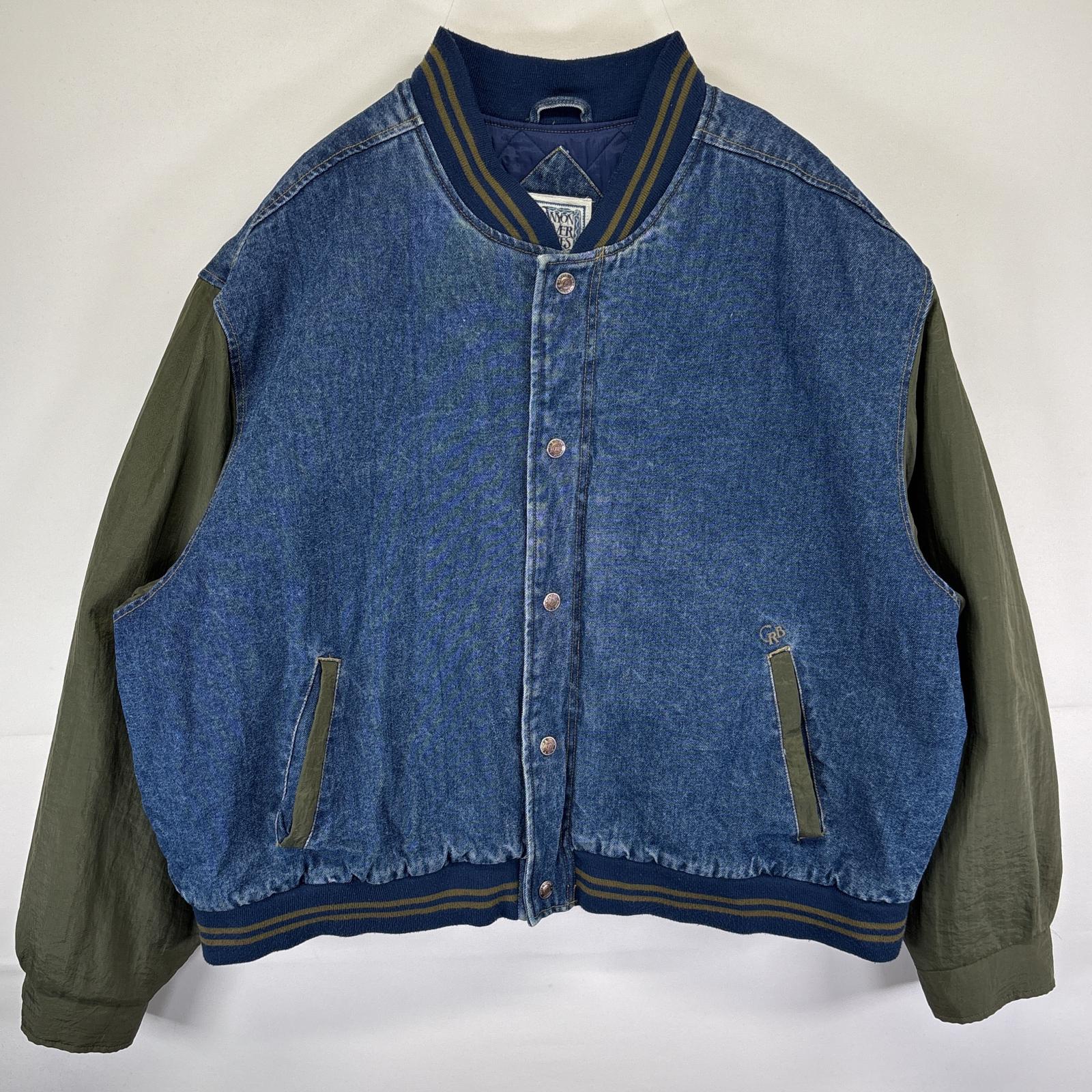 古着 CANYON RIVER BLVES デニムジャケット アワードジャケット ブルゾン 中綿 大きいサイズ 3XL ブルー メンズ