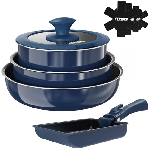 FERLORD フライパン セット 鍋 フライパンセット 9点 IH ガス対応 取っ手のとれる 卵焼き ダイヤモンドコート こげつかない 着脱式ハンドル 使いやすい お手入れ簡単 一人暮らし調理器具セ 7,100円