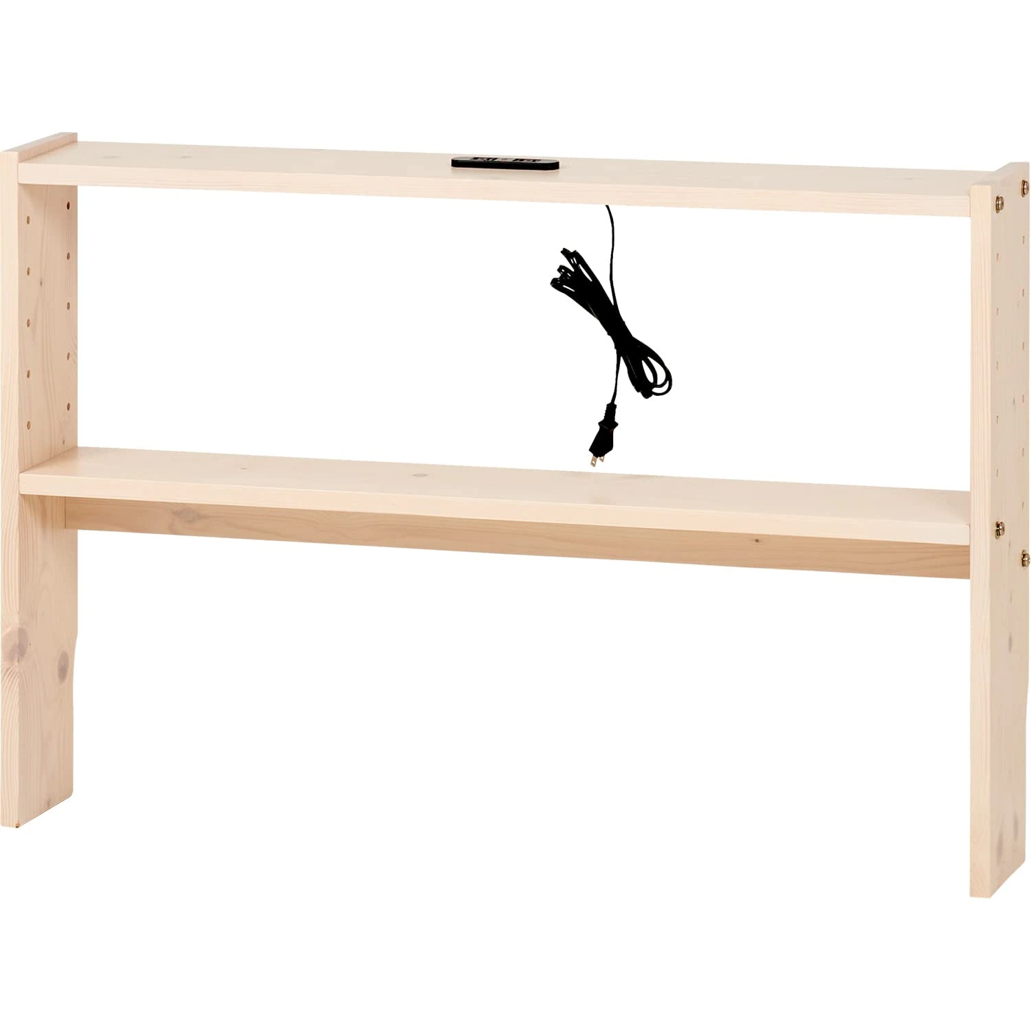 ヘッドボード 【後付けできる】 棚 宮棚 天然木 収納 薄型 1500W 2口 コンセント 幅 98 奥行 15 高さ 66 ホワイト 1台 WH-7708WS