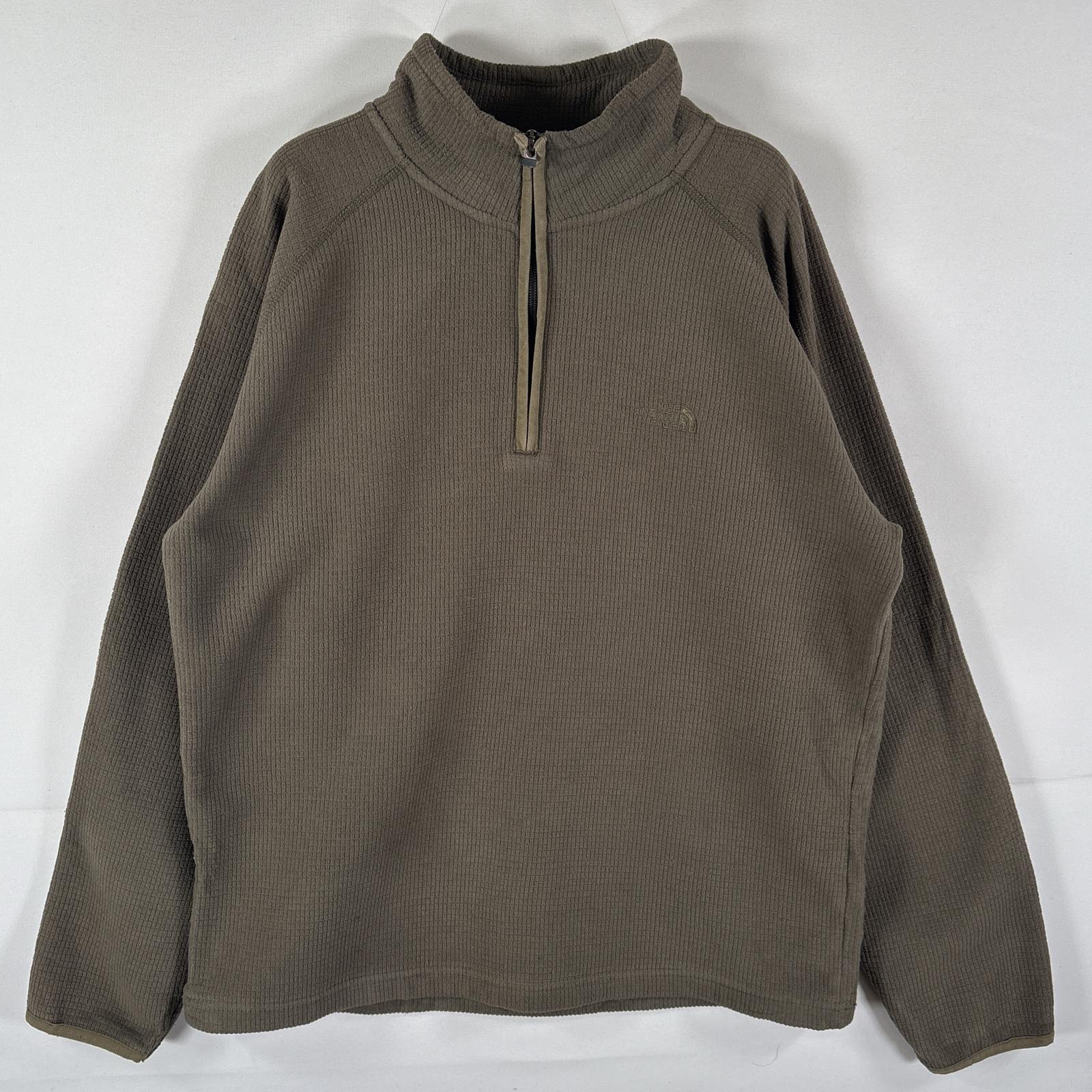 古着 フリーストレーナー ワッフルフリース ハーフジップ 刺繍ロゴ M グリーン系 メンズ