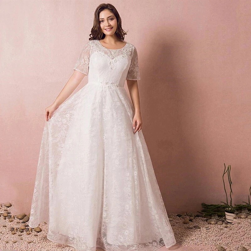 ウェディングドレス きいサイズ Wedding Dress【オーダーメイドも可能】ウェディングドレス ロングウエディングドレス Aライン 編み上げタイプ 床付きタイプ オーダーメイド【ホワイト】【２X