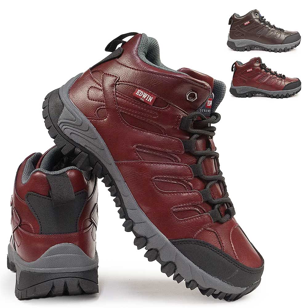 防水 アウトドアシューズ メンズ EDM-676 ミッドカット スニーカー ハイキング キャンプ 登山
