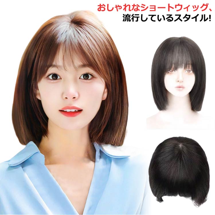 ウィッグ ショート ボブ 人毛 30cm かつら フルウィッグ レディース セミショート 女性 自然 セミショートヘア 大人 小顔 黒髪 ブラウン かつら レディース コスプレ 薄毛 増毛 つけ毛 白