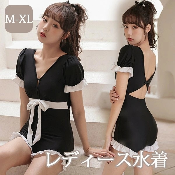 品質良い 大好評中ワンピース水着 服みたいな リボン 水着 レディース 半袖 リボン ワイヤーなし パッド付 着痩せ シンプル セクシー 写真映え 撮影用 海 サマー プール リゾート かわい