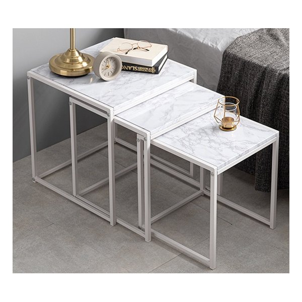 ネストテーブル 大:幅45中:幅40小:幅35 マーブルホワイト LST-4667MWH 7,056円