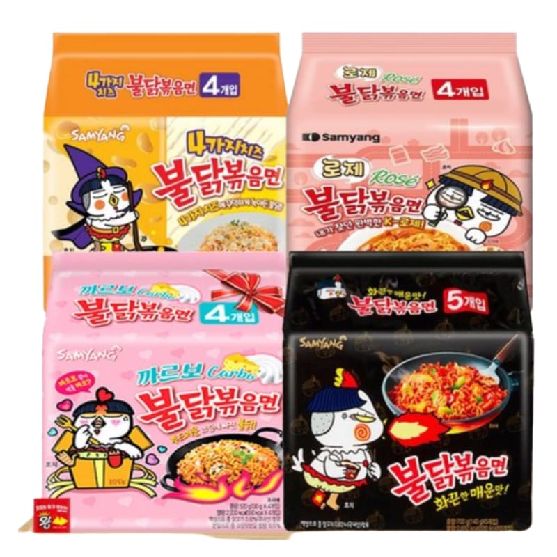 激辛鶏ラーメン4種セット(激辛鶏焼きそば+カルボブルダク+チーズプルダク+ロゼブルダク)