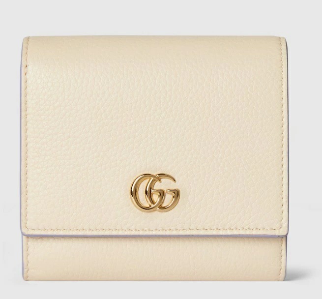 GUCCI 598587-AAFBB-8670 グッチ ダブルG バイカラー ミディアムウォレット 二折財布ファスナー小銭入付 レザー アイボリー×ライラック×ライトゴールド